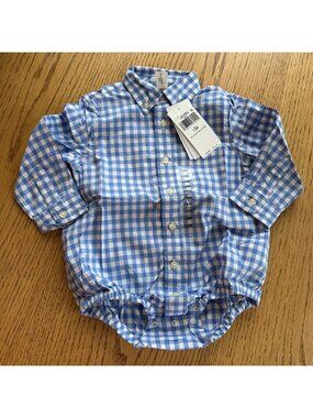 RALPH LAUREN BABY BOYS LONG SLEEVE BLUE PLAID BUTTON SHIRT NEW 12 MONTHS